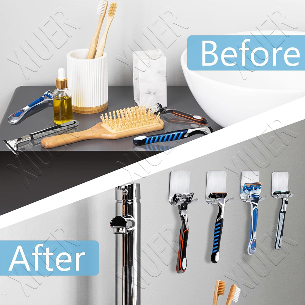 Razor Holder Shaver Hook Hanger Stand Self Adhesive Stainless Steel ...