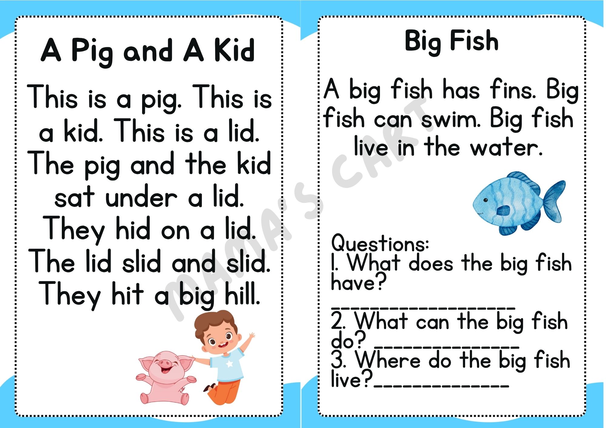 CVC SHORT STORIES FOR EARLY READING PHONICS AND COMPREHENSION PRACTICE ...