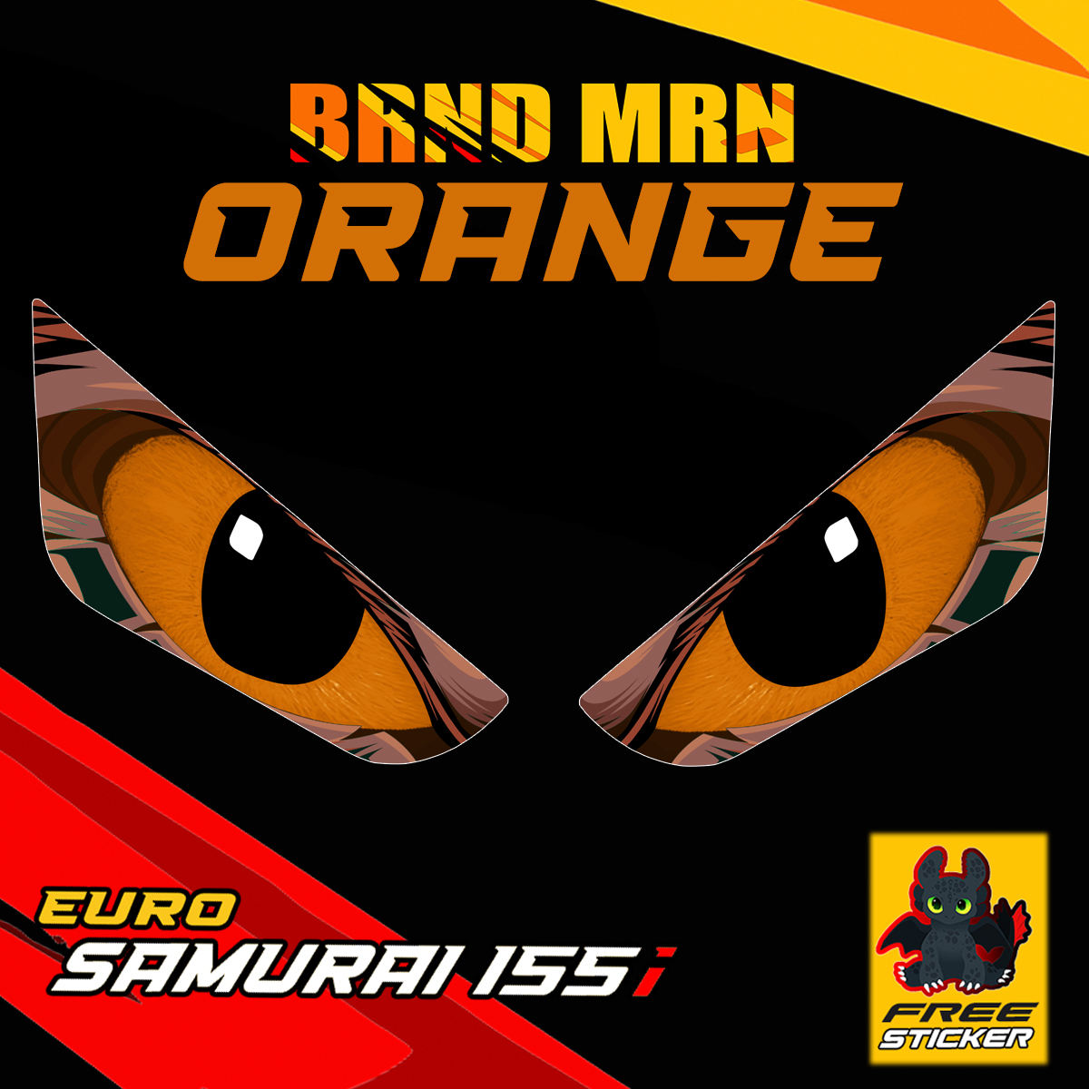 EURO SAMURAI 155i HEADLIGHT TOOTHLESS EYE DECAL CLEAR STICKER TINT ...