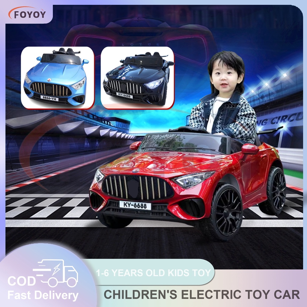 Foyoy Rechargeable Car for Kids Wheel Remote Control Electric Car with  Lights for 2-5 Years Old