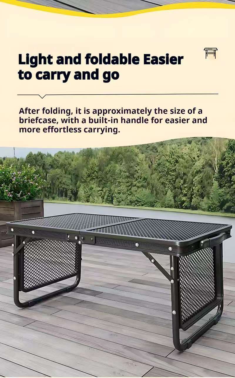 Outdoor portable grid folding table barbecue camping table travel table ...