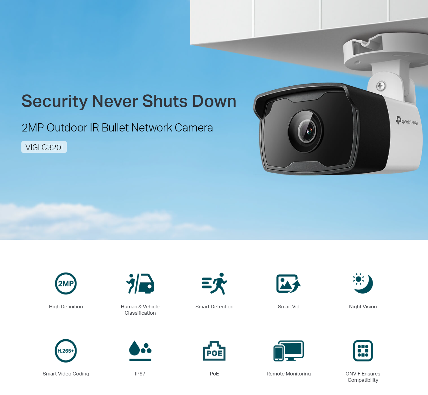 TP-Link VIGI C320I 2MP 1080P 2.8mm 4mm 6mm Outdoor IR Bullet PoE+ ...
