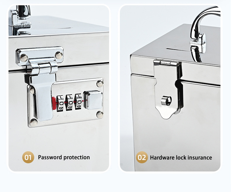 Stainless steel lockable deposit jar Certificate storage box Portable ...