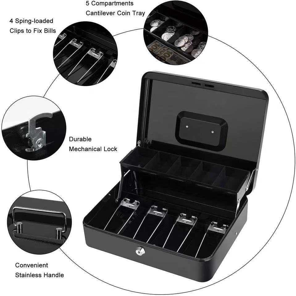 Metal Cash box Drawer Cashier Safety box Lock Big Size Secure you Money ...