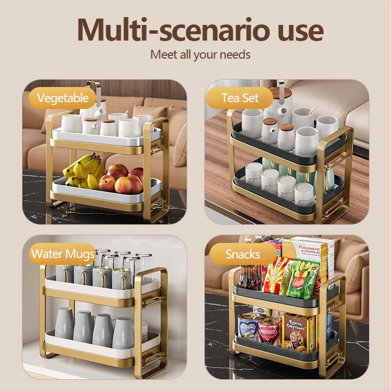 2-layer kitchen storage rack tea cup storage rack with drain tray cup ...