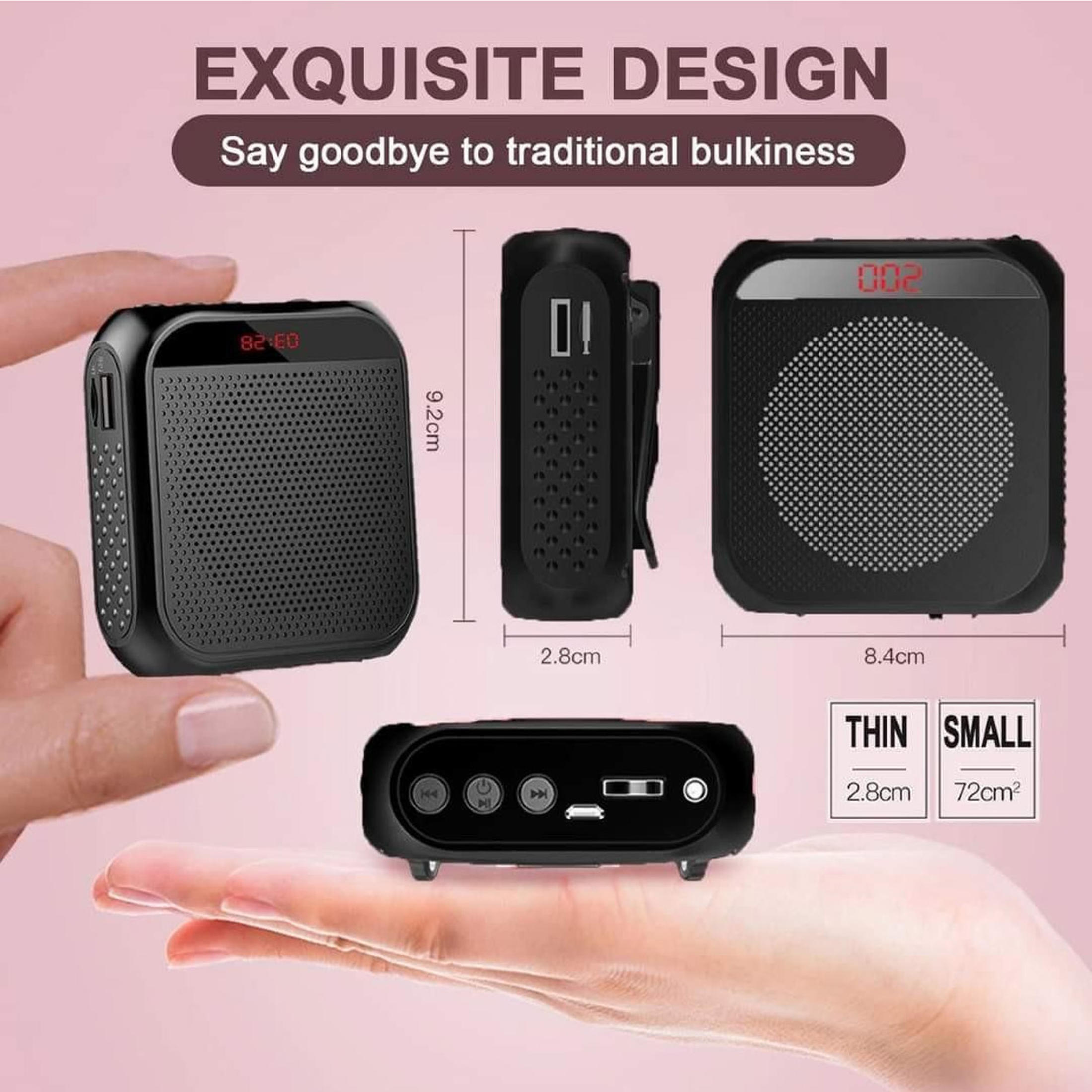 Mini Portable Voice Amplifier Megaphone Booster With Wired Microphone ...