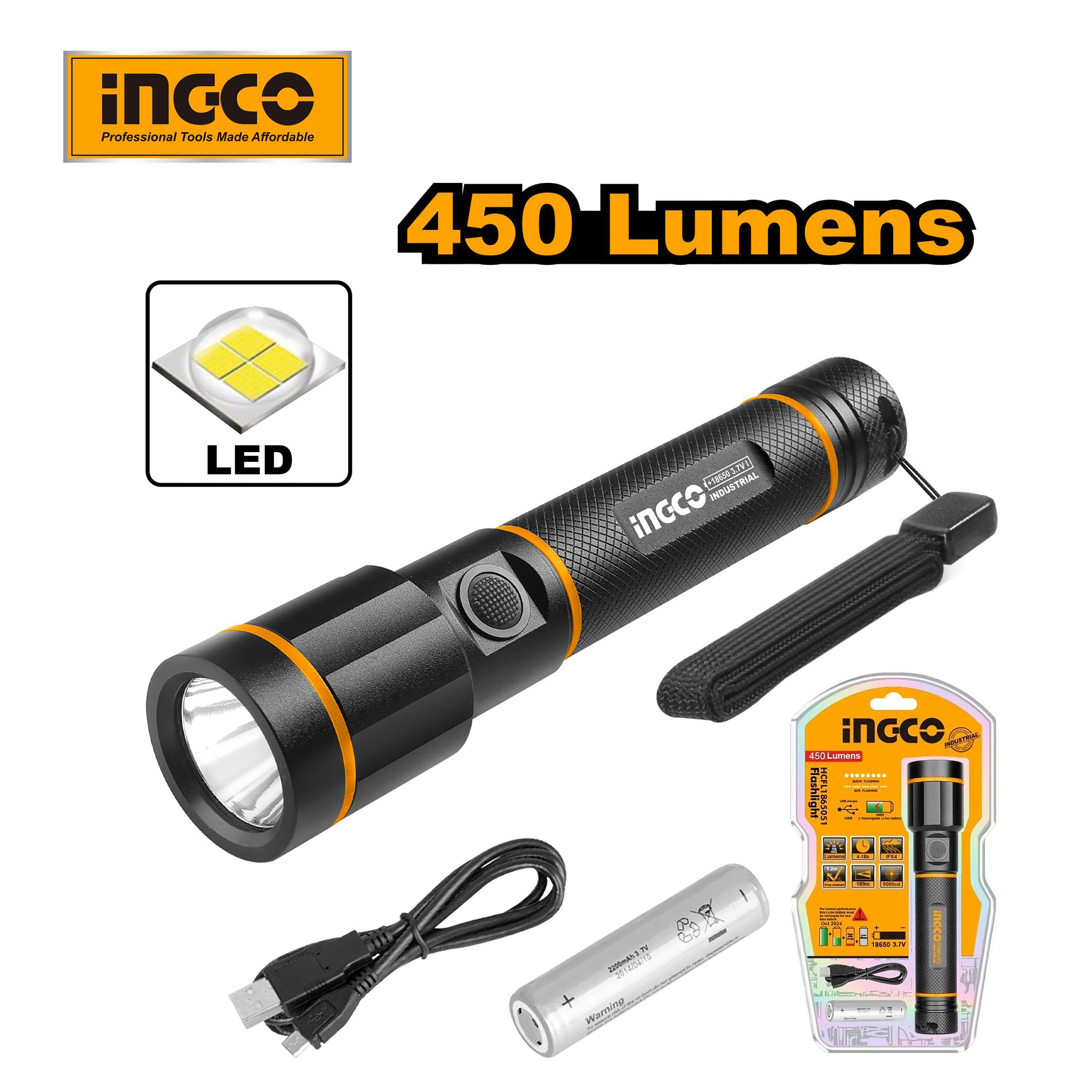 Ingco by Winland Industrial Waterproof Rechargeable Emergency ...