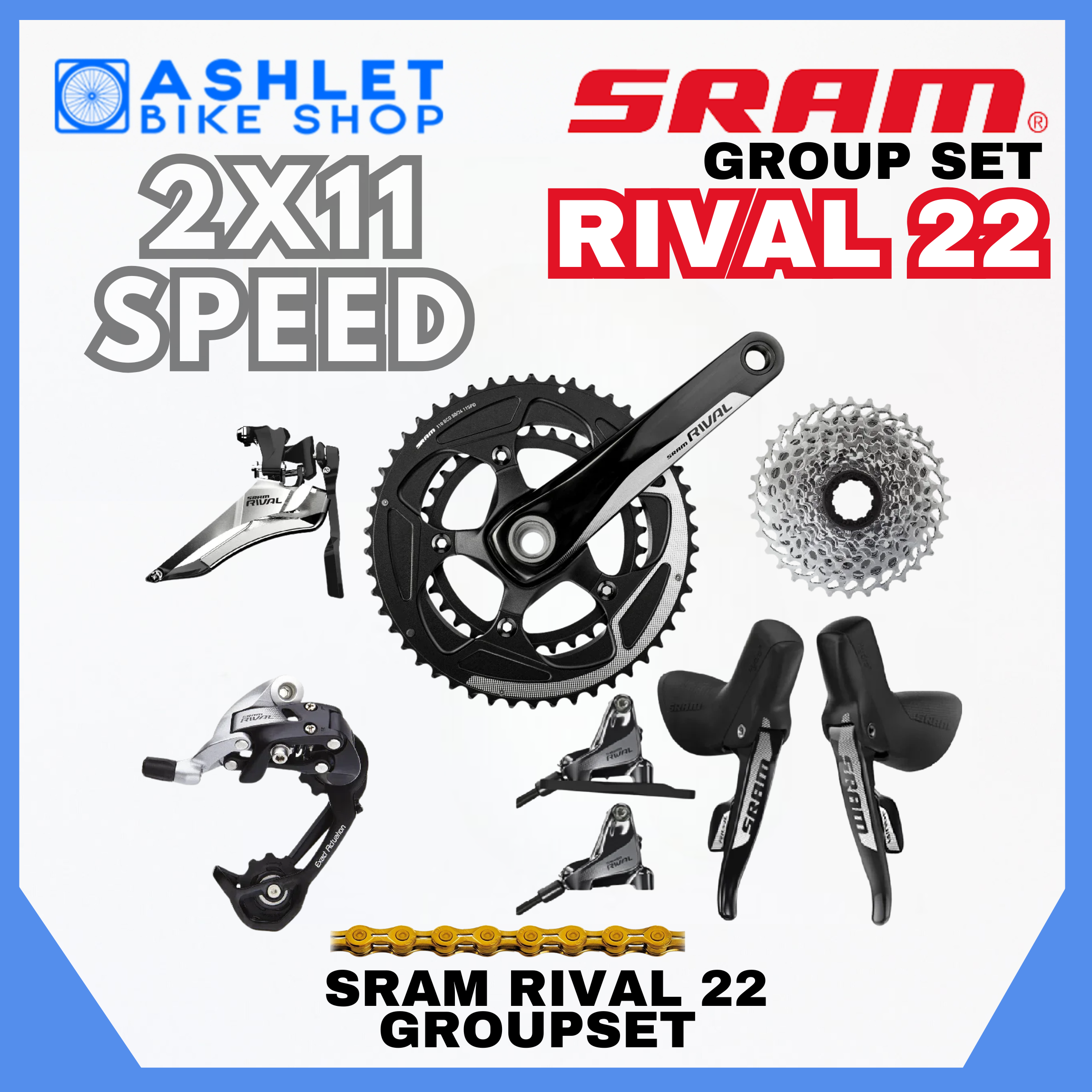 ORIGINAL SRAM RIVAL 22 2x11-Speed Groupset Hydraulic Disc Brakes ...