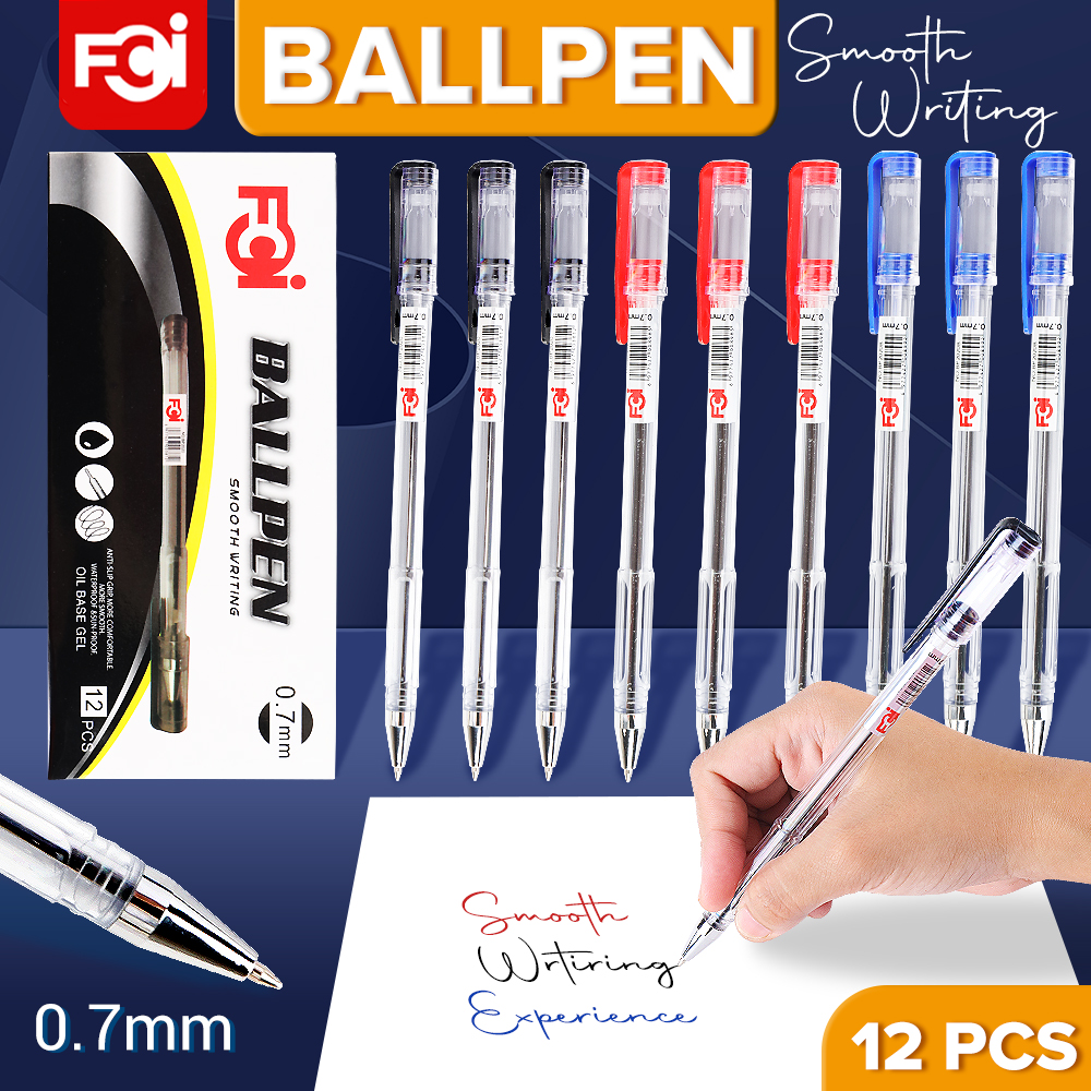FCI Ball Pen Anti-Slip 12pcs Oil Based Pen Smooth Writing, Smudge-Proof ...