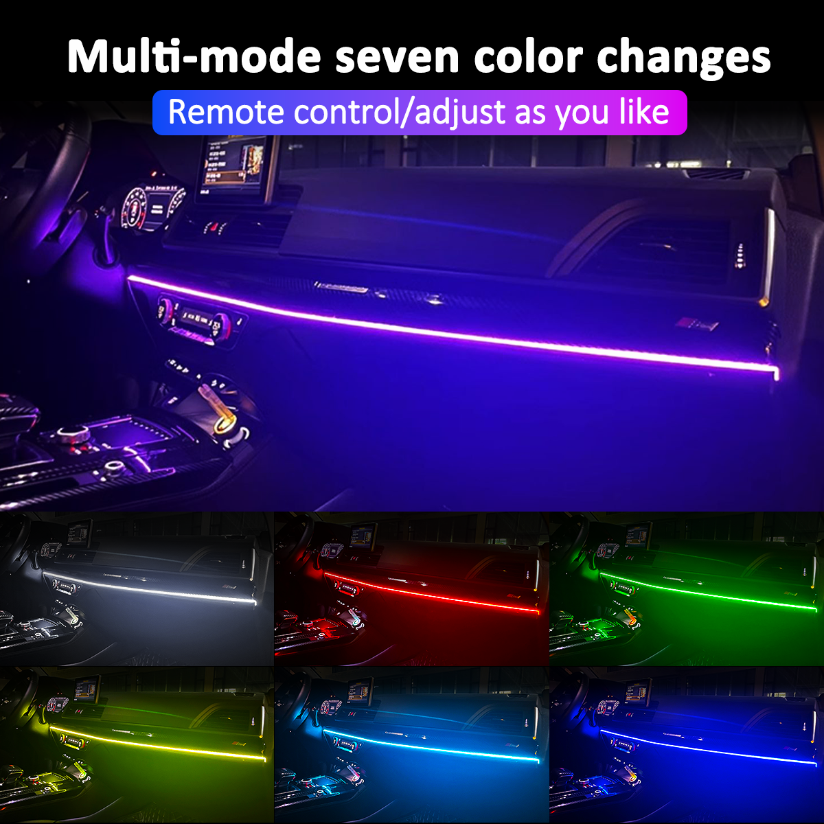 RGB car Led Strips lights racing streamer USB instrument panel center ...