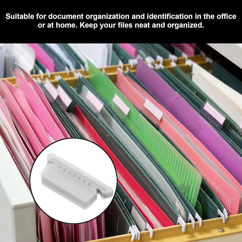 60Pcs Hanging File Folder Tabs Transparent PVC Label Clip Quick ...