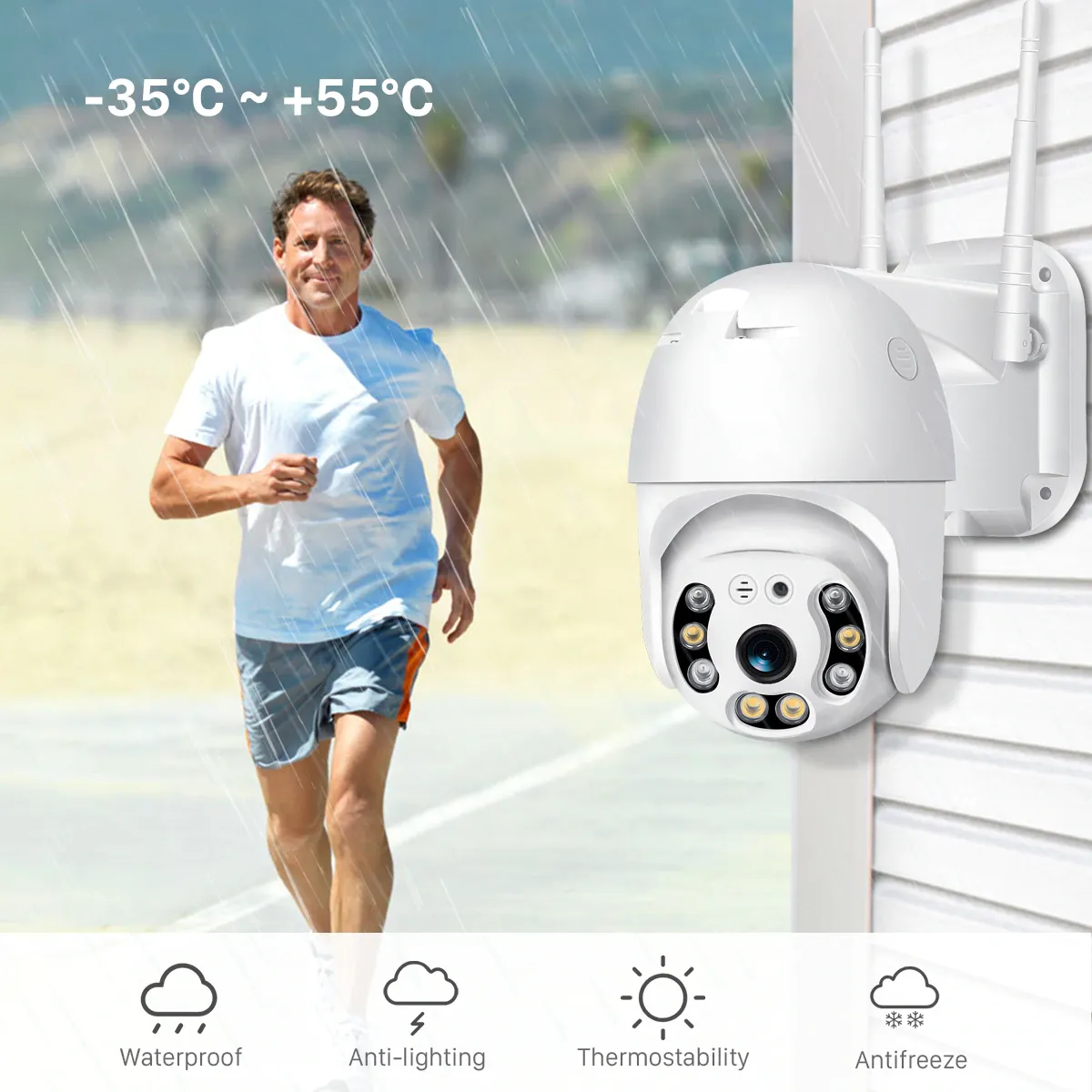 CCTV Camera Wifi Connect To Cellphon 8MP Dual Lens 3D Panoramic Outdoor ...