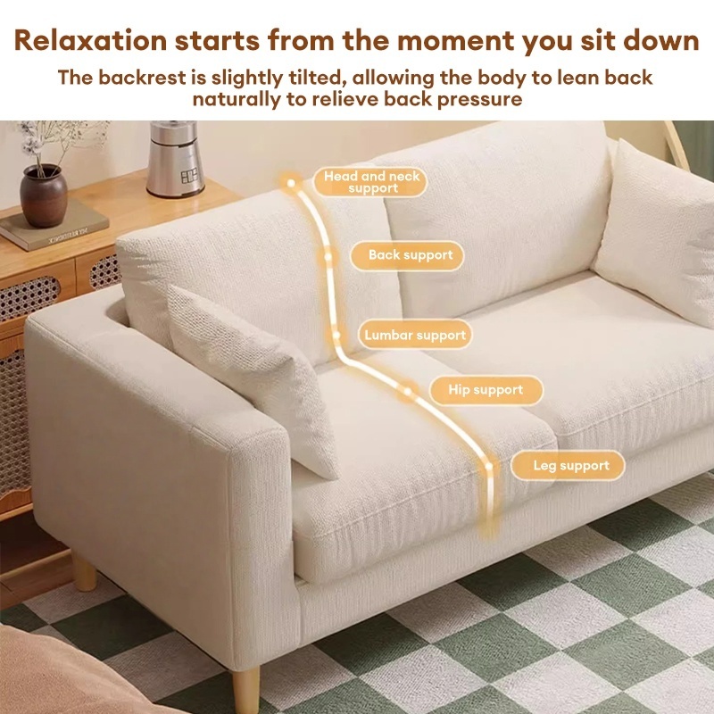 CONOCO Nordic Style Solid Wood Fabric Sofa Simple modern fabric sofa ...