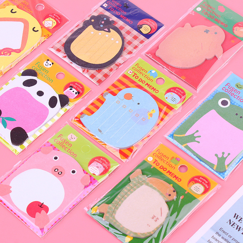 20Sheets Animals Memo Sticky Notes Kawaii Sticky Notes Cartoon Memo Pad ...