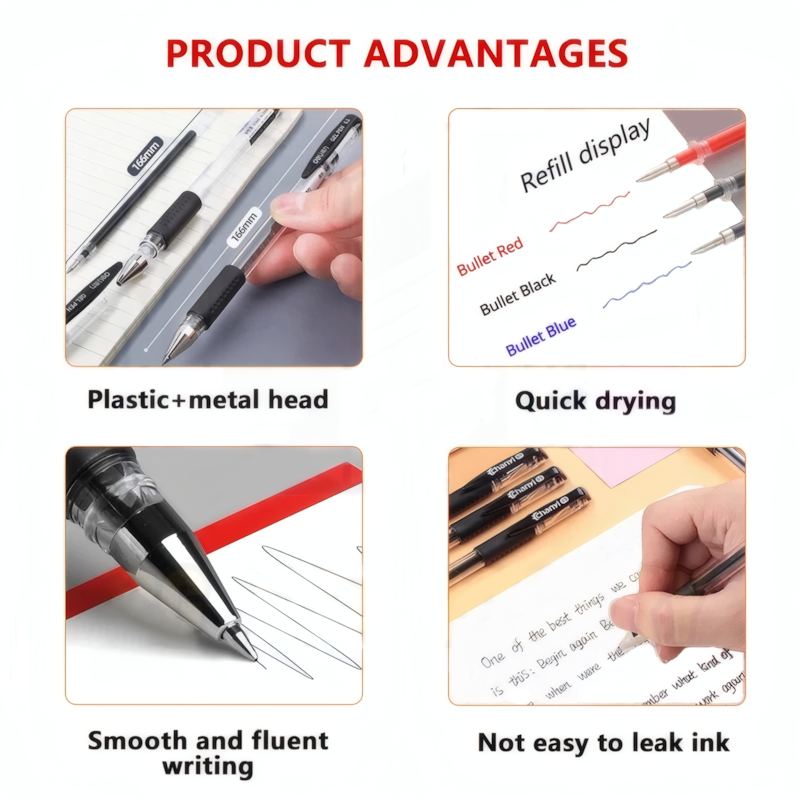 100/50/20 Pcs Ballpen Set Gel Pen Black 0.5mm Refill Ball Pen Sign Pen ...