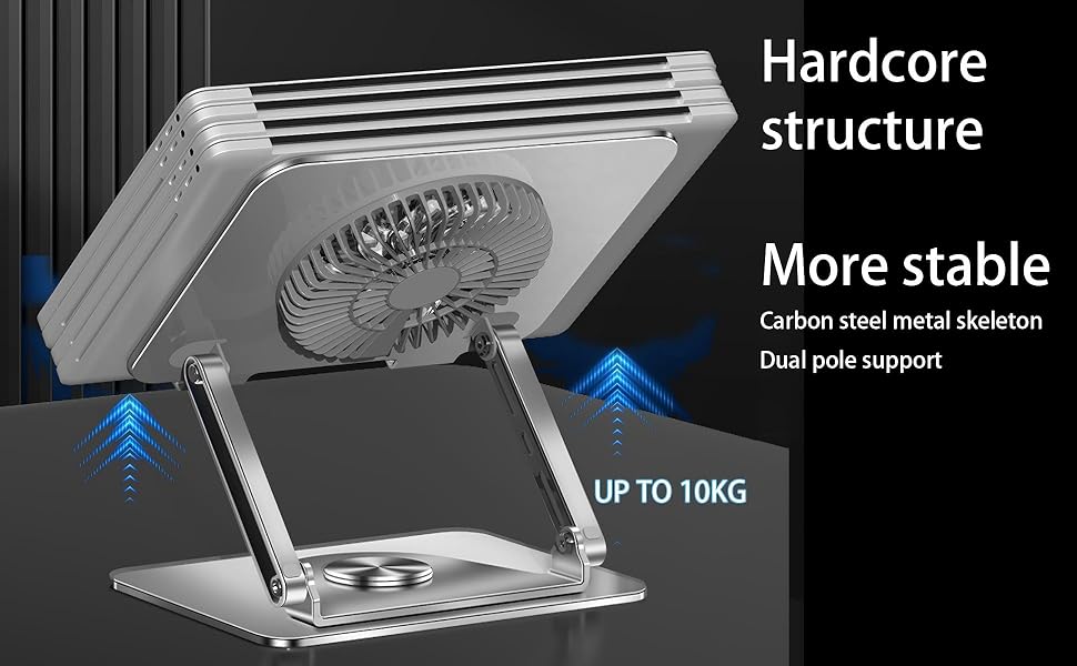 Meewoo Laptop Stand With Cooling Fan 360° Rotating Adjustable Metal ...