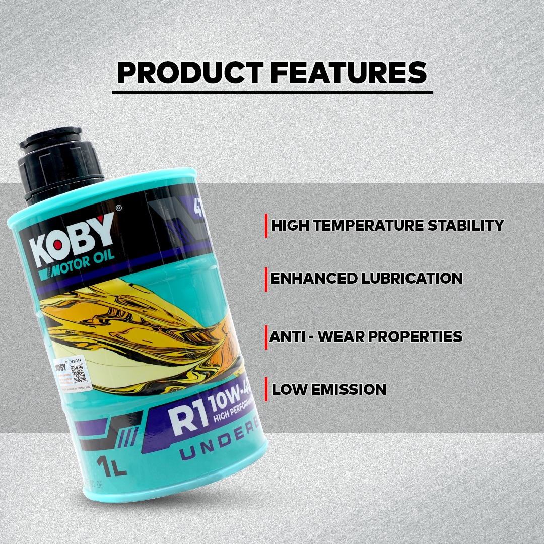 KOBY MOTOR OIL R1 10W-40 UNDERBONE 1LITER 4T API-SN JASO MA2 ENGINE OIL ...