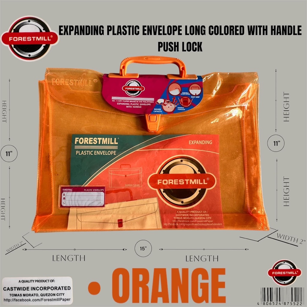 Expanding Plastic Envelope Long Colored Push Lock With Handle | Shopee ...