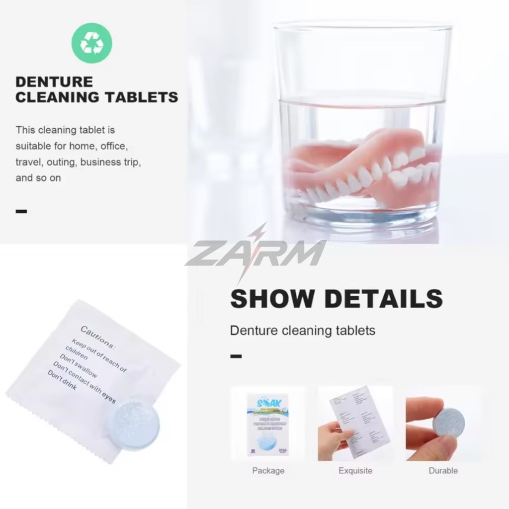 Denture Cleanser & Cleaner Tablets Effervescent Stain Remover for ...