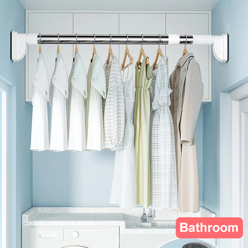BINCOO Adjustable Clothes Rod Drying Rack Indoor Punch-free Rod for ...