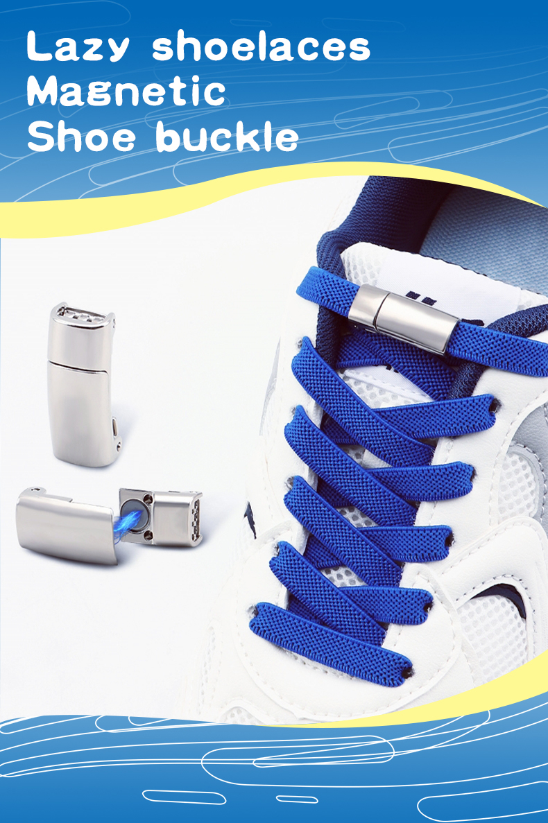 View of 2Pair Magnetic Shoelaces without ties Elastic Laces Sneakers No Tie ...