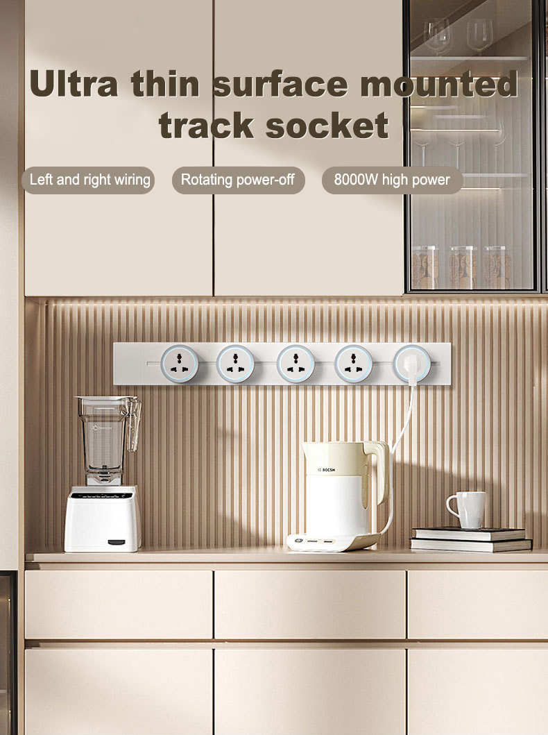 TEP Movable Power Track Socket Modern Electric Wall Outlet with LED for ...