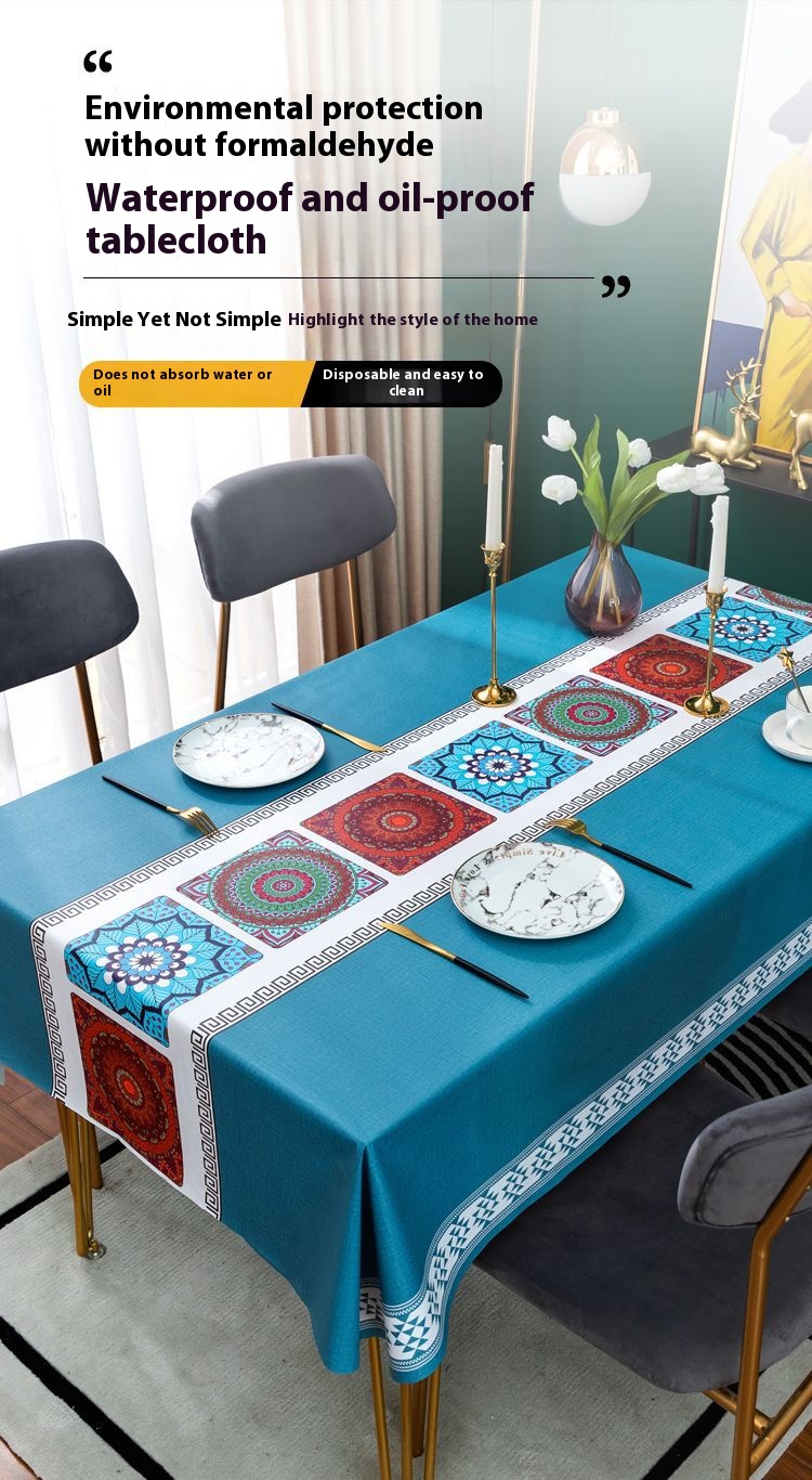 4/6/8 seaters PVC Table Cloth Oil Proof Waterproof Dining Table Cloth ...