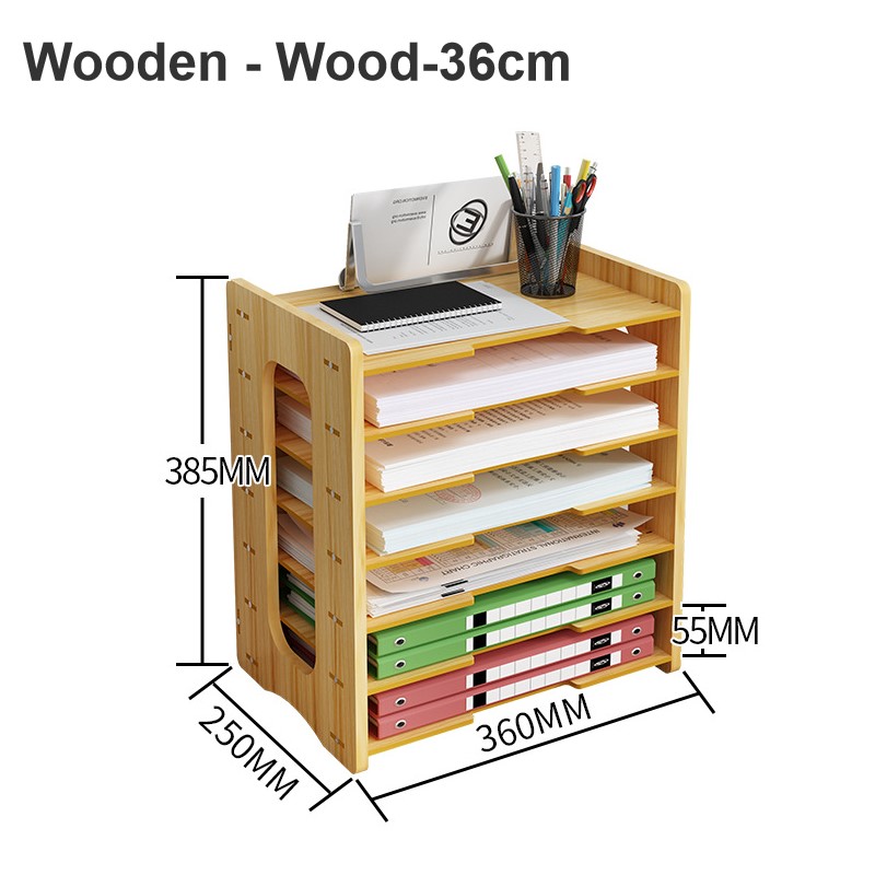 7 Layer Wooden file rack thicken smooth desktop file rack office school ...