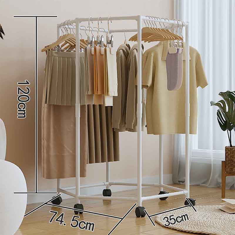 Movable Clothes Rack With Wheels Portable Floor-Standing Drying Rack ...