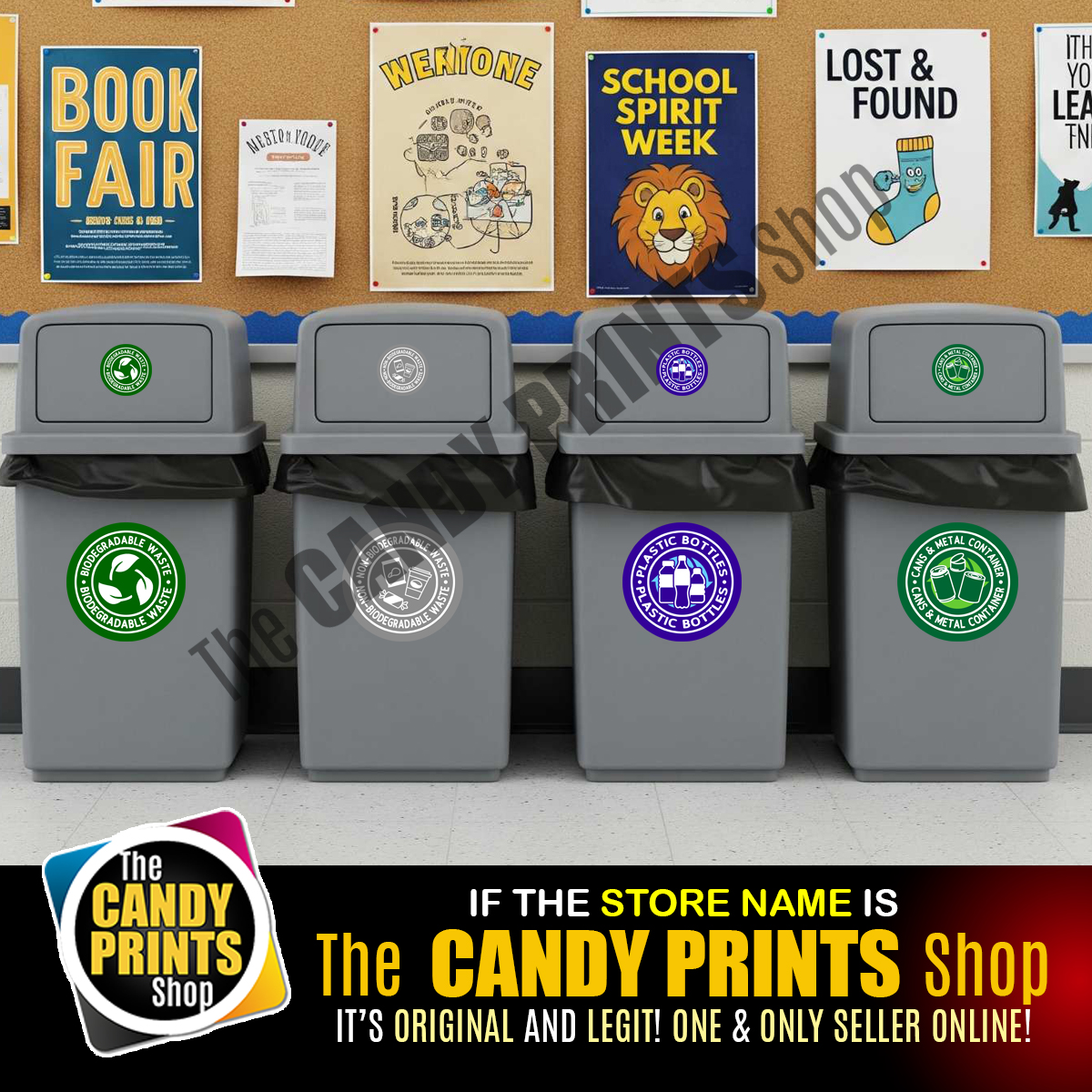 Garbage Bin and Recycling Container Labels - Series 01 CIRCLE Vinyl ...