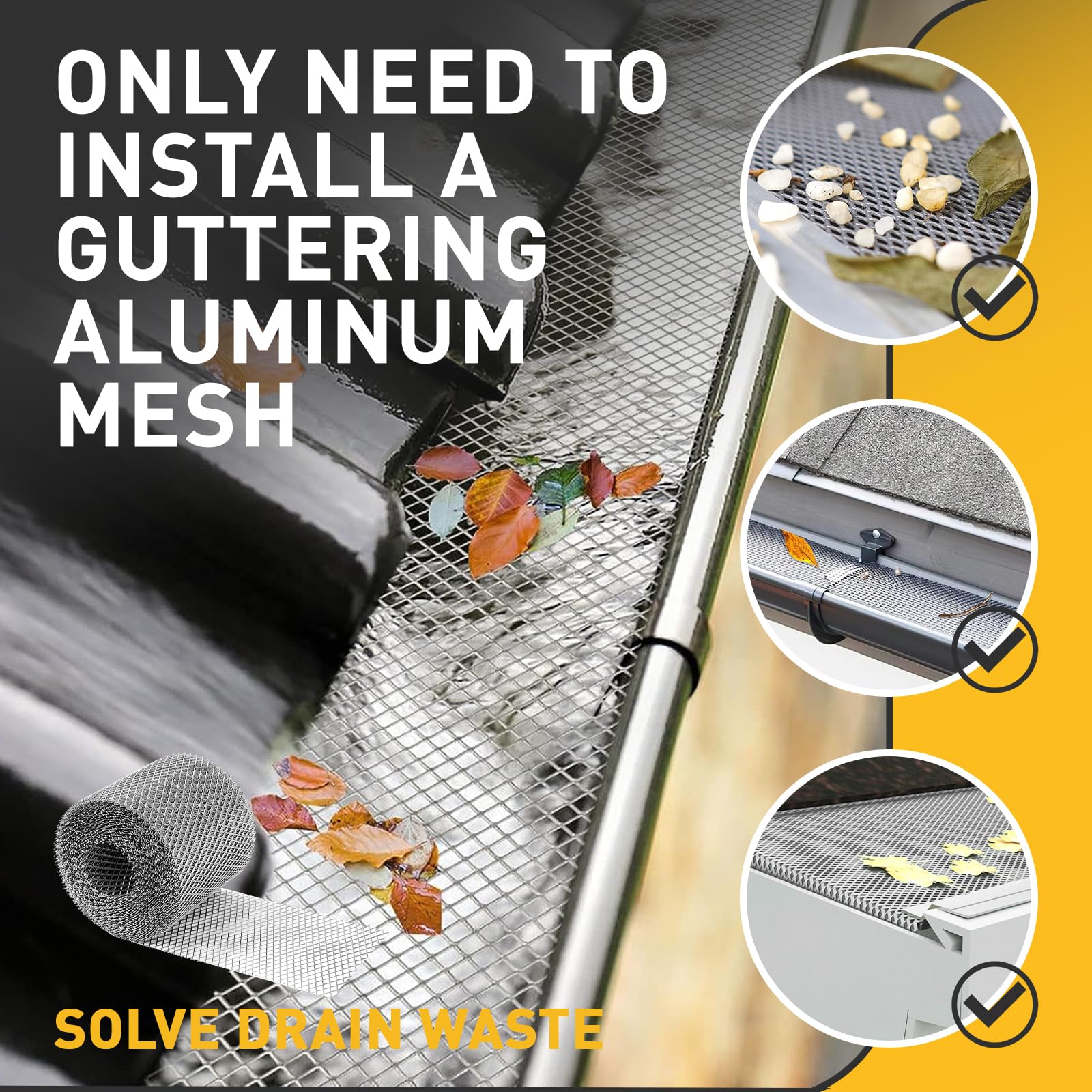 Corrosion Resistant Gutter Mesh 12.7x610cm Roll Insect Rodent Barrier ...