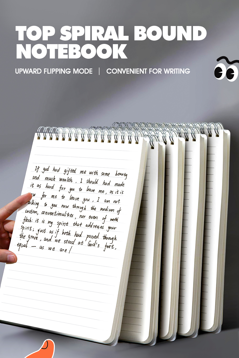 Vertical Spring Notebook Waterproof PP Cover Flip Up Loose-Leaf ...