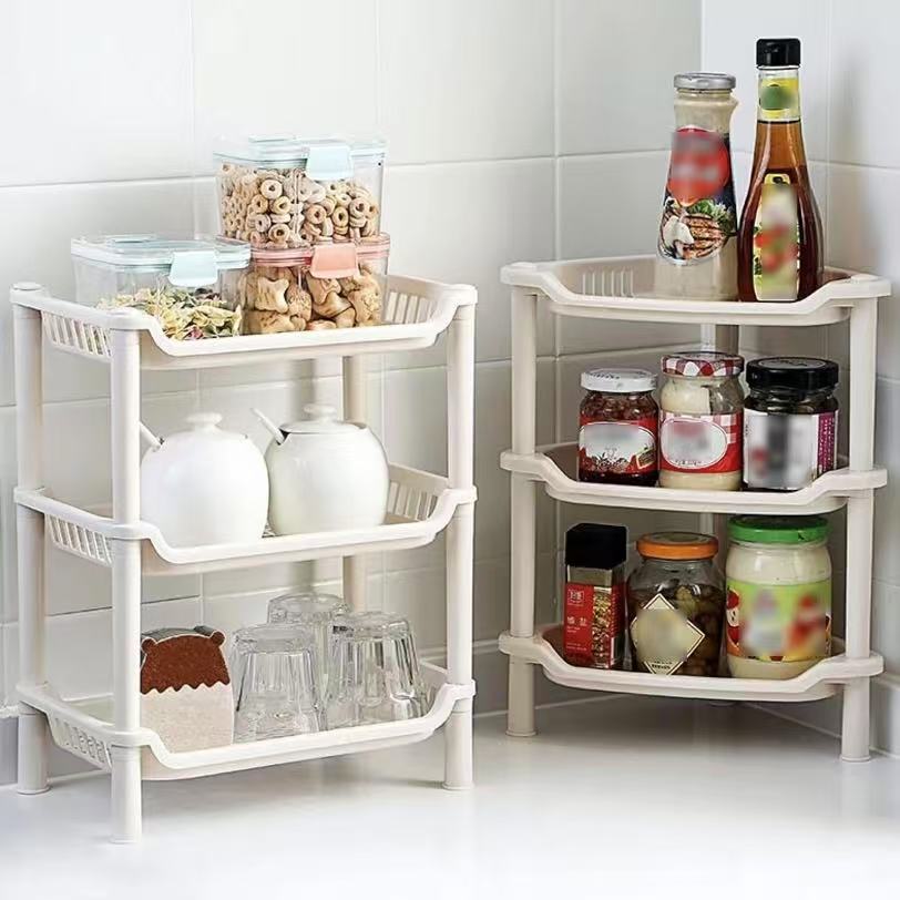3 Tier Plastic / 3Layer storage rack Plastic Bathroom Corner Storage ...