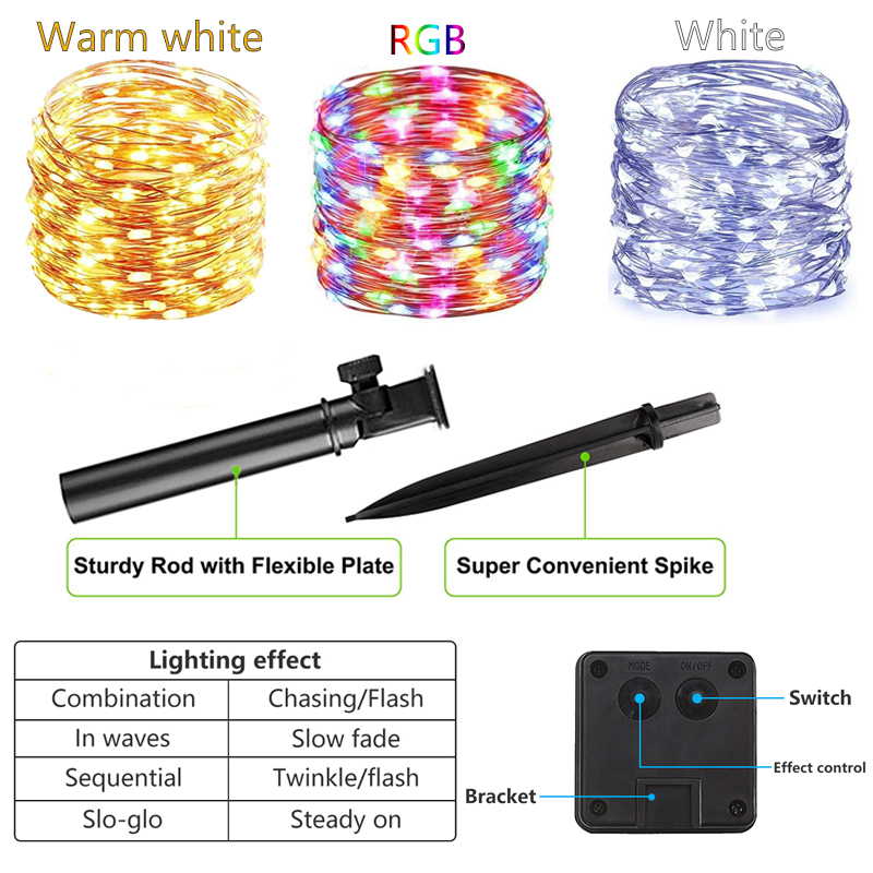 32M Solar Christmas Lights Outdoor Waterproof LED Fairy String Light ...