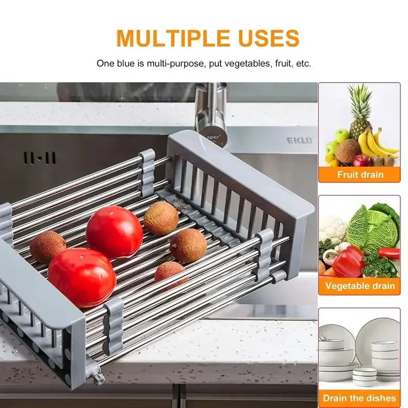 Water filter rack Retractable sink Drain basket Stainless steel kitchen ...
