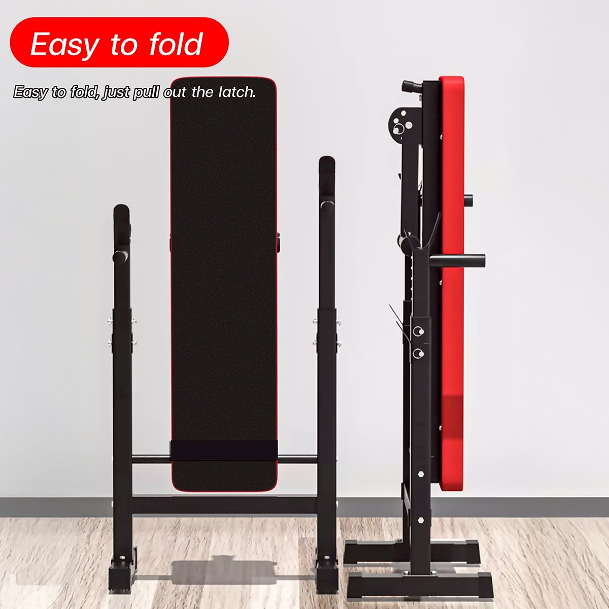 B&G SPORT Weight Bench Barbell Rack Foldable Dumbbell Lift Sit-up ...