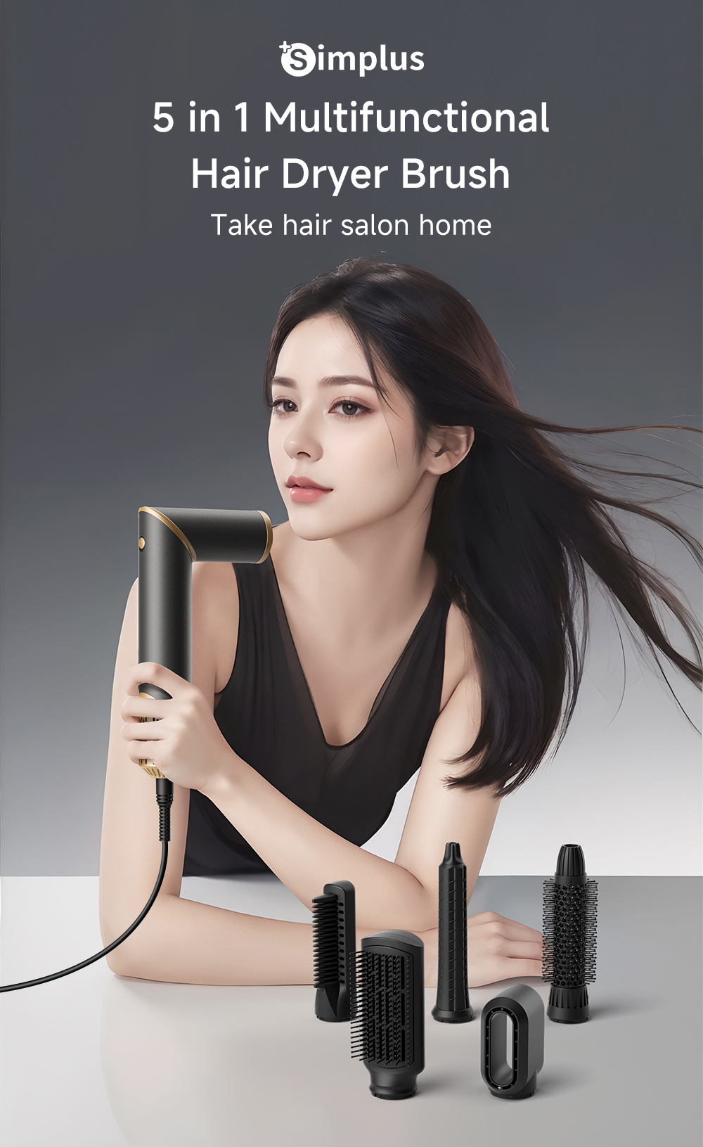 Simplus【Livestream】Hair Dryer Brush 5-in-1 Multifunctional Styler Hair ...