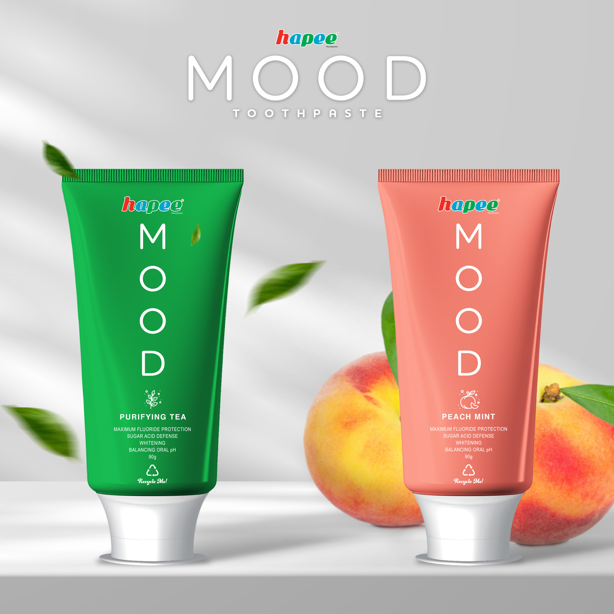 Hapee MOOD White Peach Mint Toothpaste 90g | Shopee Philippines