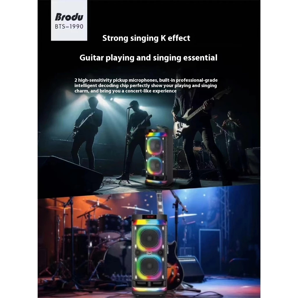 Brodu BTS-1990 KARAOKE BOX professional system Bluetooth speaker with 2 ...