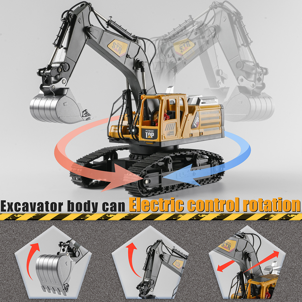 1:24 Alloy Remote Control Excavator Rechargeable Engineering Car Dump ...