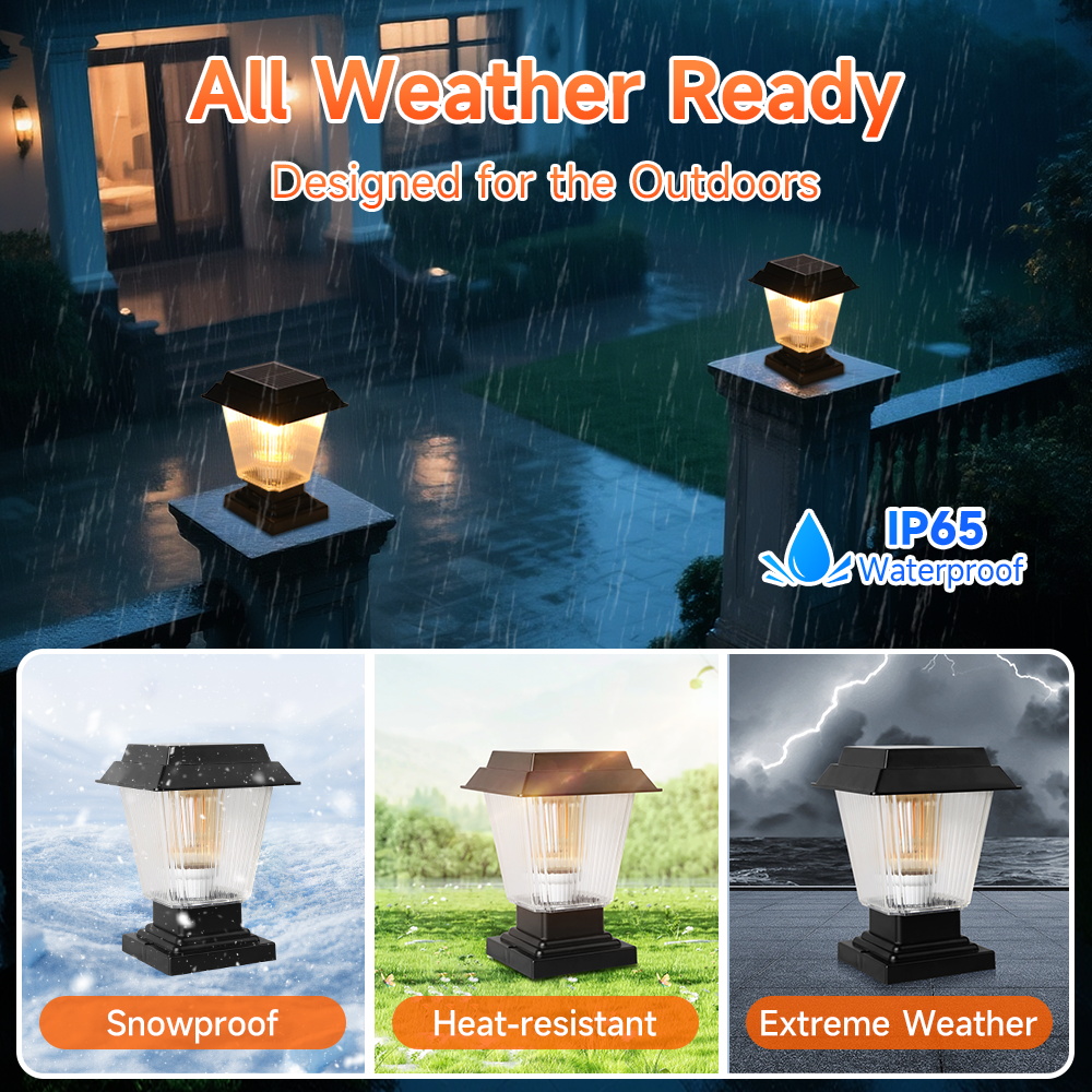 4 Colors Solar/Power Connect Post Light Waterproof Led Pillar Garden ...