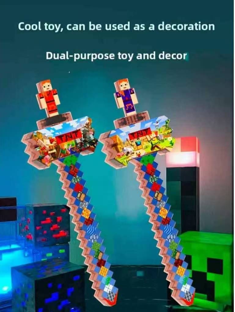 New 38cm Colorful Minecraft LED Light with Sound Plastic Sword Toy ...