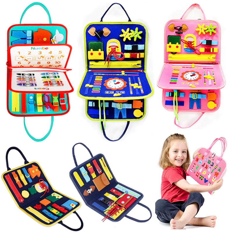 Kid Basic Life Skills Toys Montessori Busyboard Sensory Toys Toddlers ...