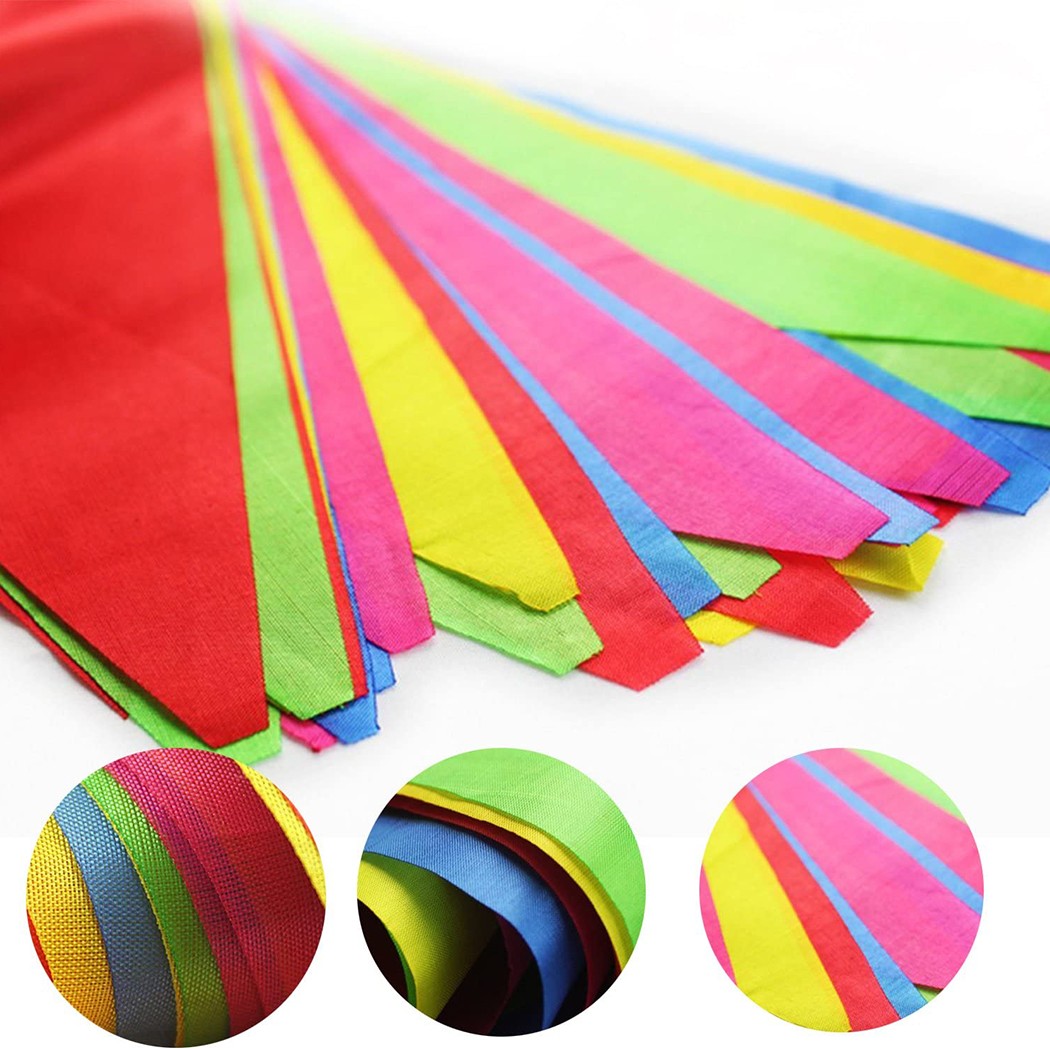 100M Colorful Triangle Flags Fabric Bunting Flags For Birthday Wedding ...