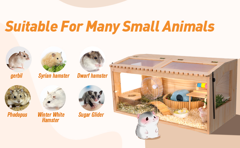 Solid Wood Hamster Cage, DIY Hamster Habitat, Spacious & Transparent ...
