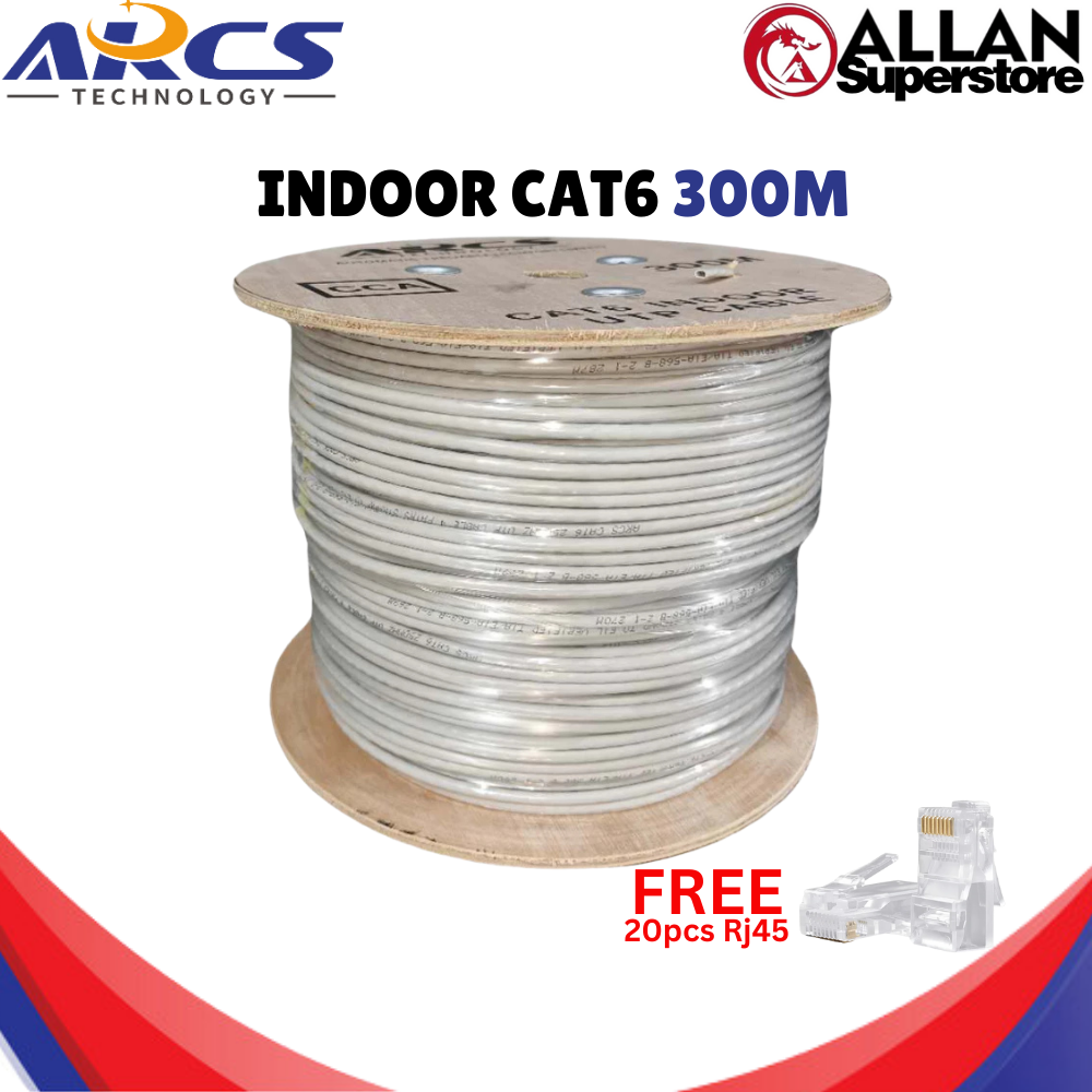 Cat6 Bulk Ethernet Cable 300m – Indoor White CCA UTP LAN Cable, RJ45 ...
