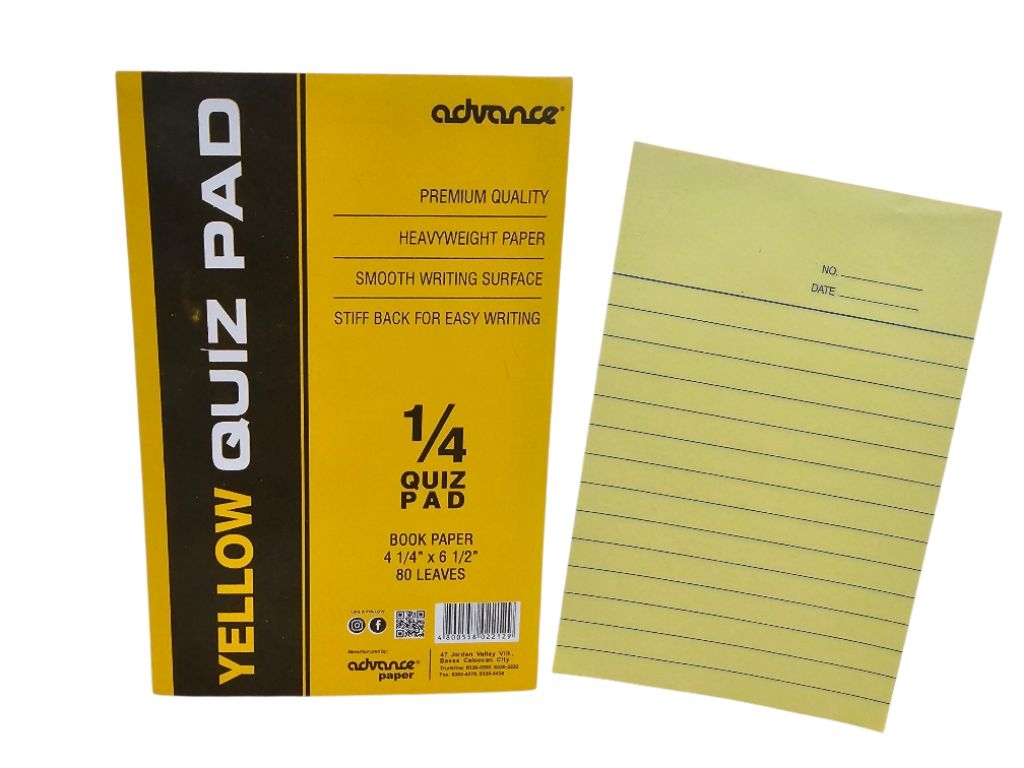 Advance Yellow Ruled Pad Quiz Pads | Shopee Philippines