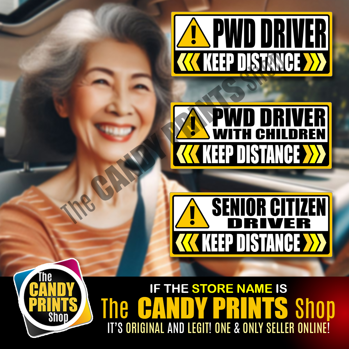 10 x 4 inches - Magnetic and Vinyl Car Sticker (NEW DRIVER, LADY DRIVER ...