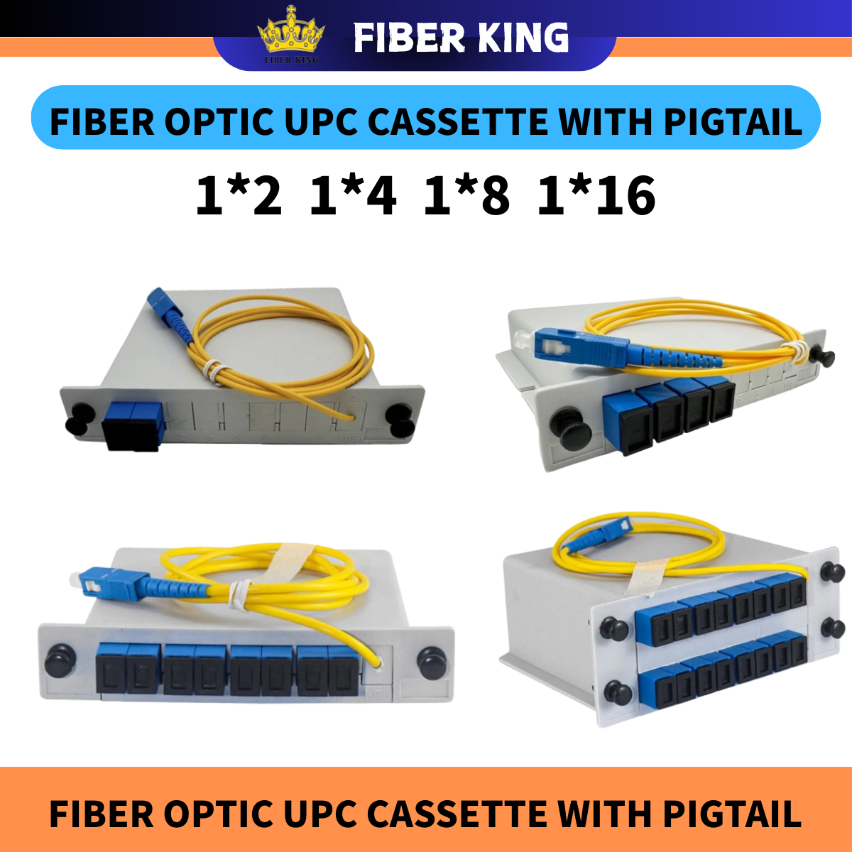 FIBER KING Fiber Optic UPC PLC Cassette With Pigtail 1*2 1*4 1*8 1*16 ...