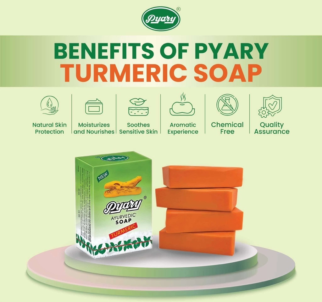 Pyary Turmeric Soap 75g —Anti Bacterial and Anti-inflammatory, Soothes ...